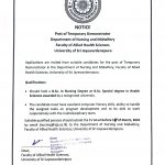 Applications are invited from sutable candidates for the post of Temporary Demonstrator